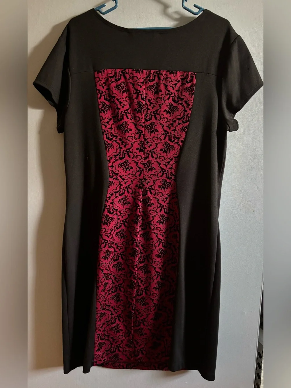Aa Studio Aa Black & Wine Patterned Midi Sheath Dress